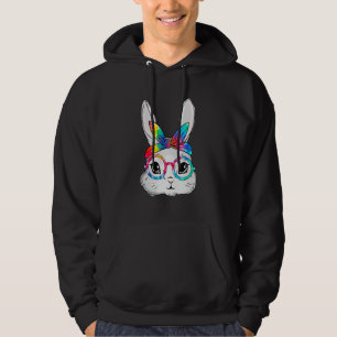 Bunny Face Sunglasses Tie Dye Glasses Headband Eas Hoodie