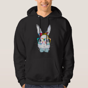 Bunny Face Sunglasses Tie Dye Glasses Headband Eas Hoodie