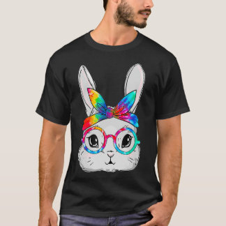 Bunny Face Sunglasses Tie Dye Glasses Headband Eas T-Shirt