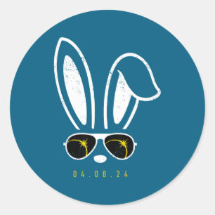 Bunny Face Sungles Funny Easter Total Solar Eclips Classic Round Sticker