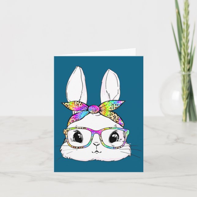 Bunny Face Tie Dye Glasses Card (Front)