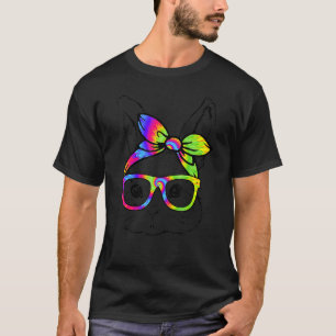 Bunny Face Tie Dye Glasses Headband Happy Easter D T-Shirt