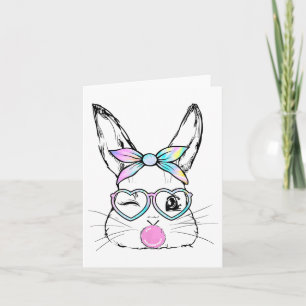 Bunny Face Wink Eyes Bandanna Heart Gles Bubblegum Card
