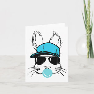 Bunny Face With Hat Sungles Bubble Gum Easter Day  Card