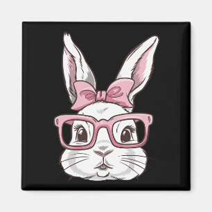 Bunny Face With Pink Sungles Bow Tie Easter Day Gi Magnet