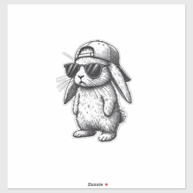 Bunny Face With Sunglasses Cap Easter Day for Boys (Sheet)