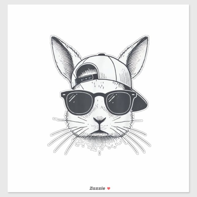 Bunny Face with Sunglasses Cap Easter Day for Boys (Sheet)