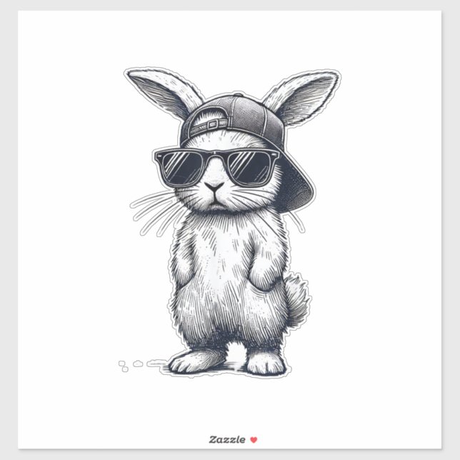 Bunny Face with Sunglasses Cap Easter Day for Boys (Sheet)