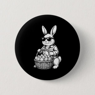 Bunny face with sunglasses cap easter day for boys 6 cm round badge