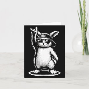 Bunny face with sunglasses cap easter day for boys card
