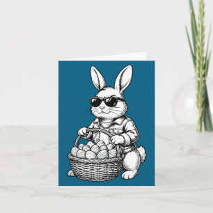 Bunny face with sunglasses cap easter day for boys card