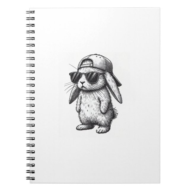 Bunny Face With Sunglasses Cap Easter Day for Boys Notebook (Front)