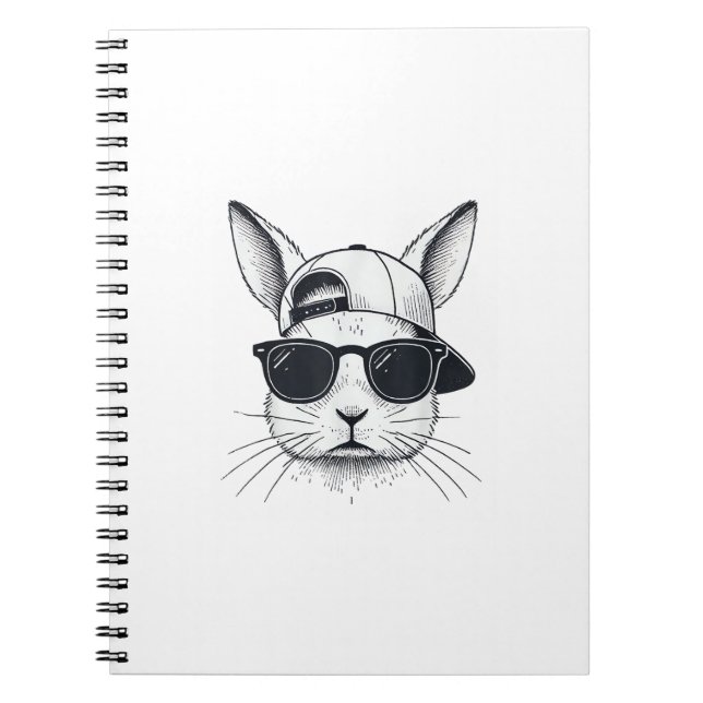 Bunny Face with Sunglasses Cap Easter Day for Boys Notebook (Front)