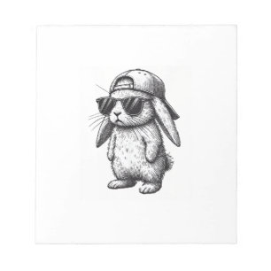 Bunny Face With Sunglasses Cap Easter Day for Boys Notepad
