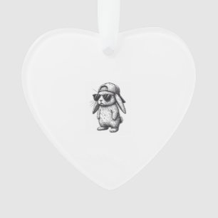 Bunny Face With Sunglasses Cap Easter Day for Boys Ornament