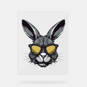 Bunny Face With Sunglasses Easter Day For Boys Men Acrylic Sign