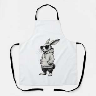 Bunny Face with Sunglasses Easter Day for Boys Men Apron