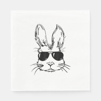 Bunny Face With Sunglasses Easter Day for Boys Men Napkin