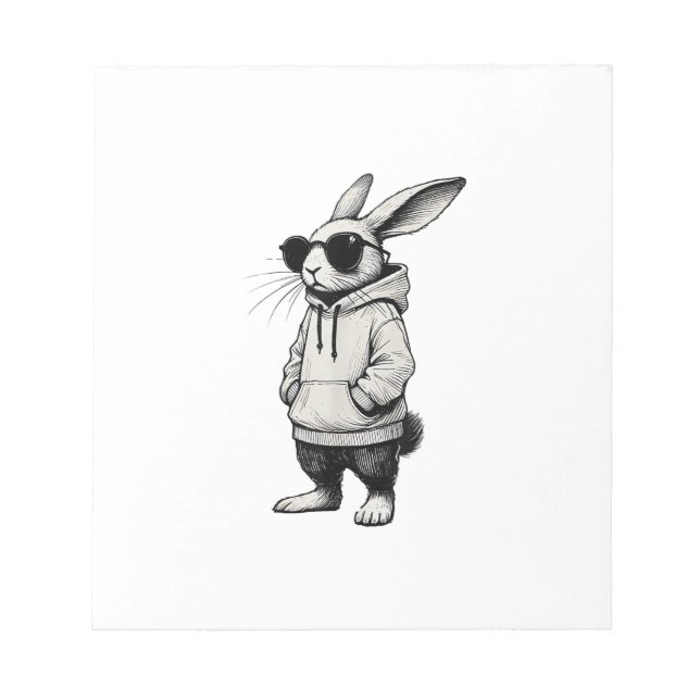 Bunny Face with Sunglasses Easter Day for Boys Men Notepad (Front)