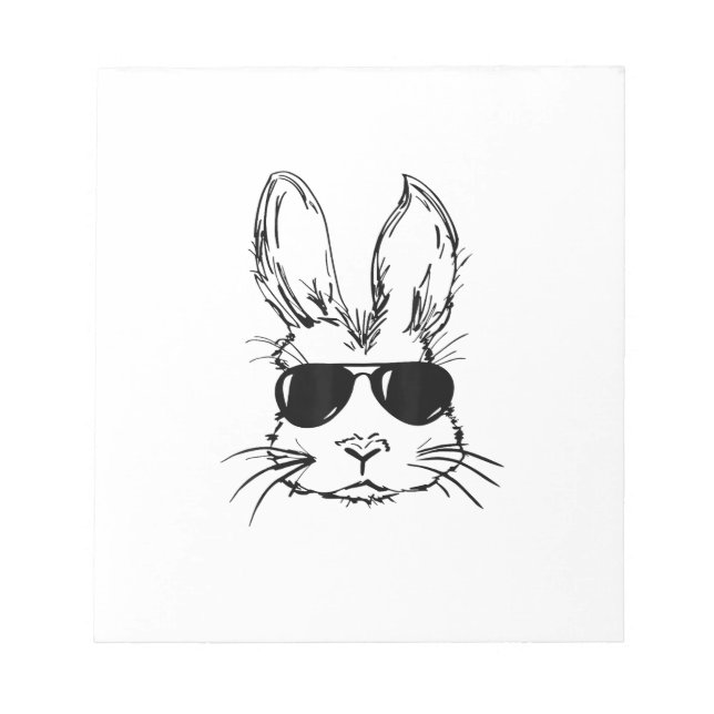 Bunny Face With Sunglasses Easter Day for Boys Men Notepad (Front)
