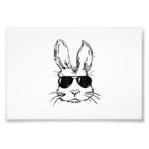 Bunny Face With Sunglasses Easter Day for Boys Men Photo Print