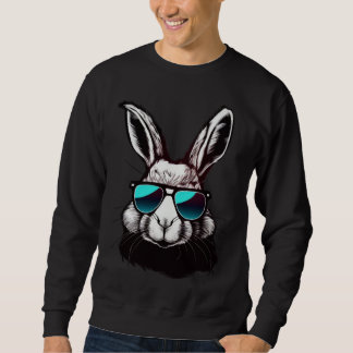 Bunny Face With Sunglasses Easter Day For Boys Men Sweatshirt