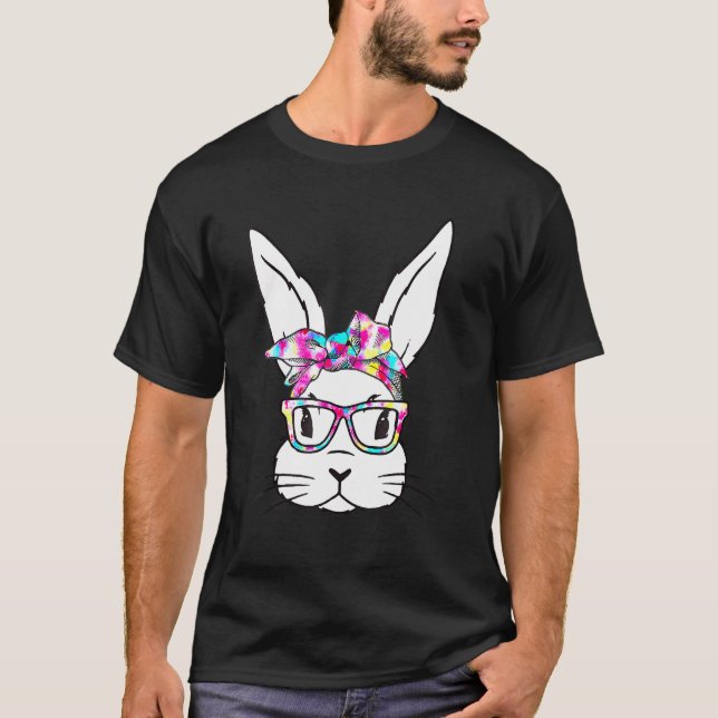 Bunny Face With Sunglasses Easter Day For Boys Men T-Shirt (Front)