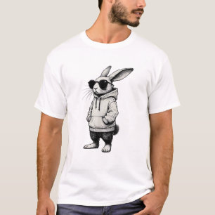 Bunny Face with Sunglasses Easter Day for Boys Men T-Shirt