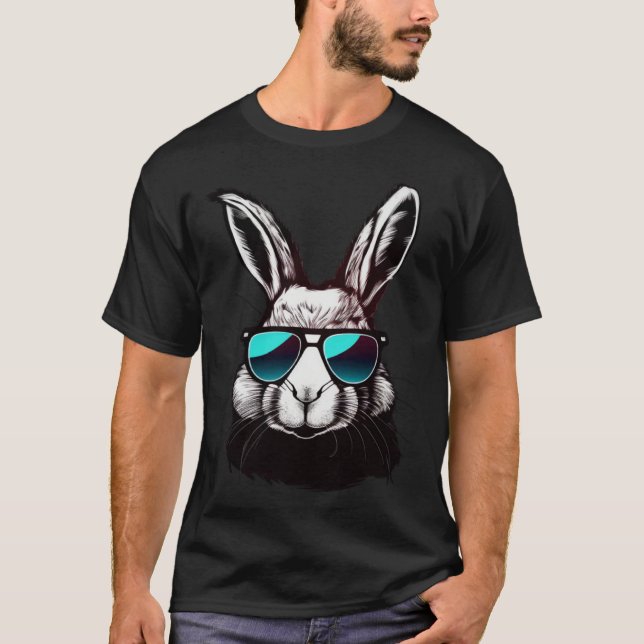 Bunny Face With Sunglasses Easter Day For Boys Men T-Shirt (Front)