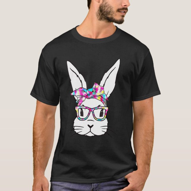Bunny Face With Sunglasses Easter Day For Boys Men T-Shirt (Front)
