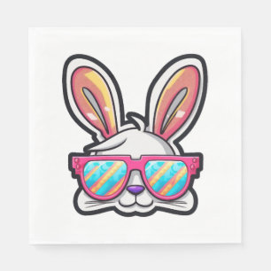 bunny face with sunglasses easter day   napkin