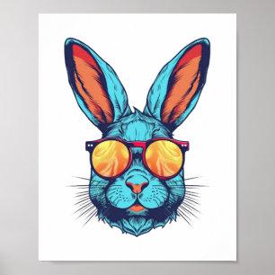 Bunny Face With Sunglasses For Boys Men Kids Poster