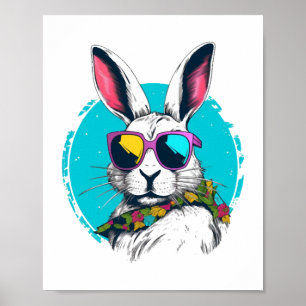Bunny Face With Sunglasses For Boys Men Kids Poster