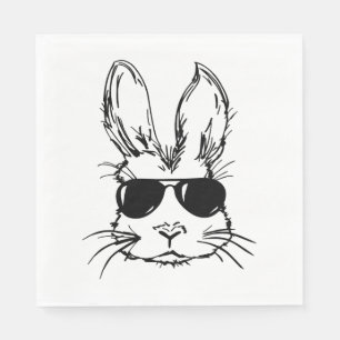 Bunny Face With Sunglasses For Easter Day Napkin