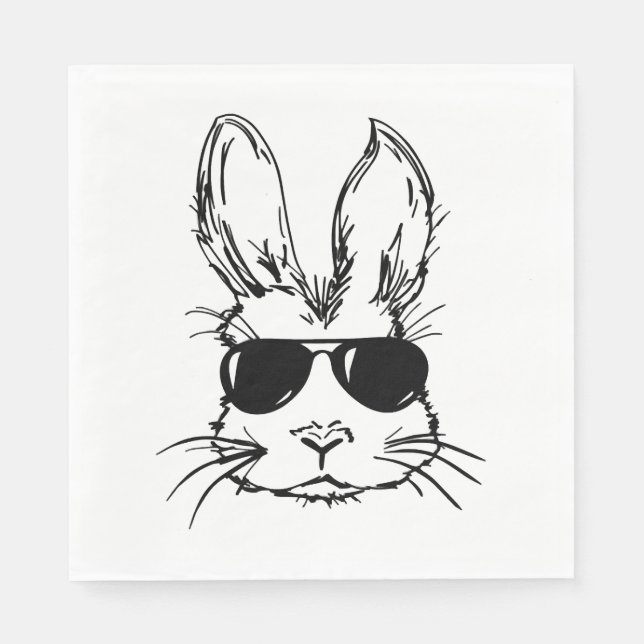 Bunny Face With Sunglasses For Easter Day Napkin (Front)
