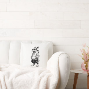 Bunny Face With Sunglasses Happy Easter Day Cushion
