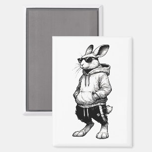 Bunny Face With Sunglasses Happy Easter Day Magnet