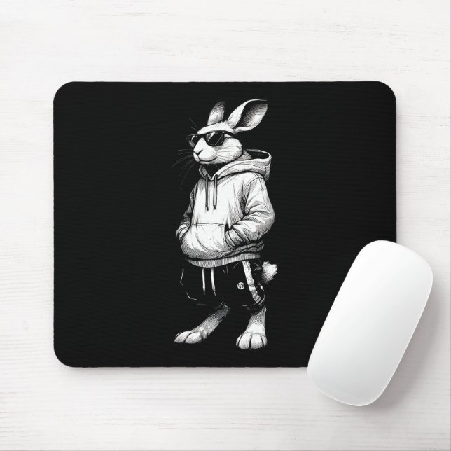 Bunny Face With Sunglasses Happy Easter Day Mouse Pad (With Mouse)