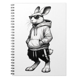 Bunny Face With Sunglasses Happy Easter Day Notebook