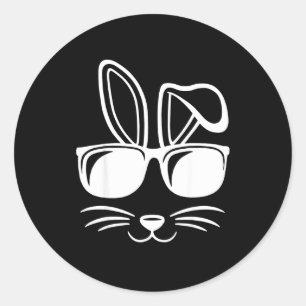 Bunny face with sunglasses men boys kids easter da classic round sticker