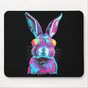 Bunny face with sunglasses rabbit easter day menBu Mouse Pad