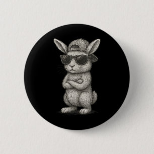 Bunny Face With Sungles Easter Day Art For Boys Me 6 Cm Round Badge