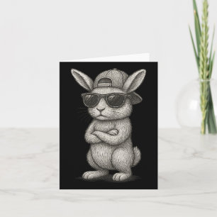 Bunny Face With Sungles Easter Day Art For Boys Me Card