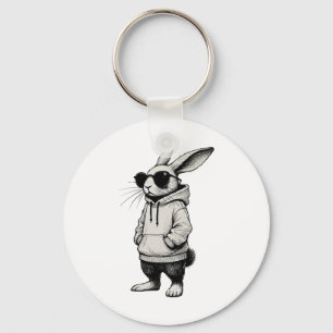 Bunny Face With Sungles Easter Day For Boys Men Ki Key Ring