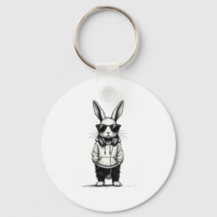 Bunny Face With Sungles Easter Day For Boys Men Mu Key Ring