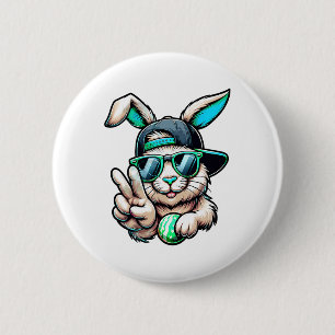 Bunny Face With Sungles For Boys Men Kids Easter D 6 Cm Round Badge