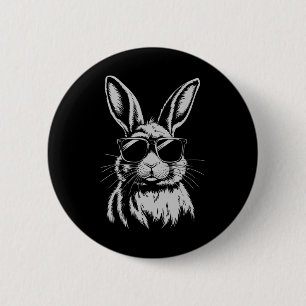 Bunny Face With Sungles For Boys Men Kids Easter D 6 Cm Round Badge