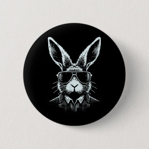 Bunny Face With Sungles For Boys Men Kids Easter D 6 Cm Round Badge