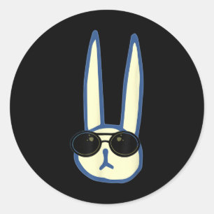 Bunny Face With Sungles For Boys Men Kids Easter D Classic Round Sticker