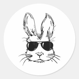 Bunny Face With Sungles For Boys Men Kids Easter D Classic Round Sticker
